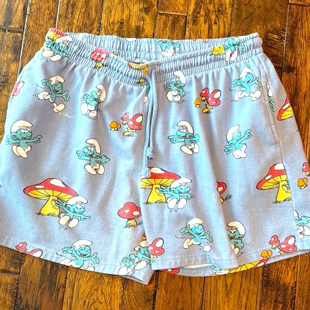 Smurf Print Cotton Shorts - size: large